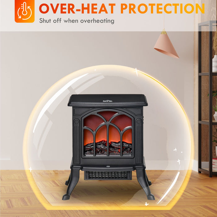 17" Black Electric Fireplace Compact Heater with Realistic Flame - Monsta Online
