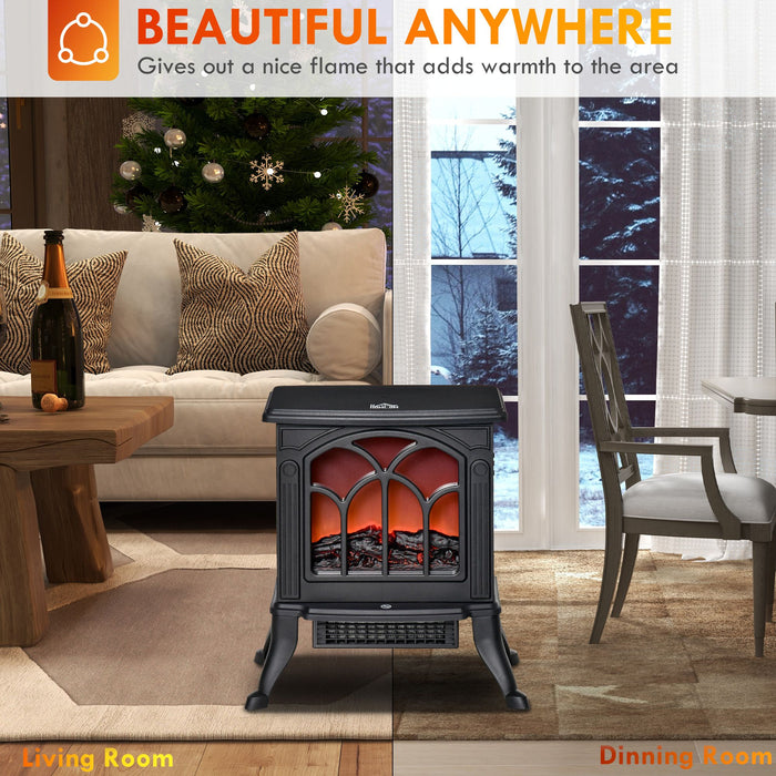 17" Black Electric Fireplace Compact Heater with Realistic Flame - Monsta Online