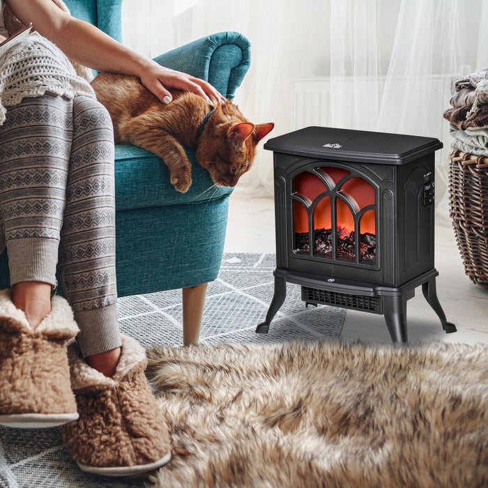 17" Black Electric Fireplace Compact Heater with Realistic Flame - Monsta Online