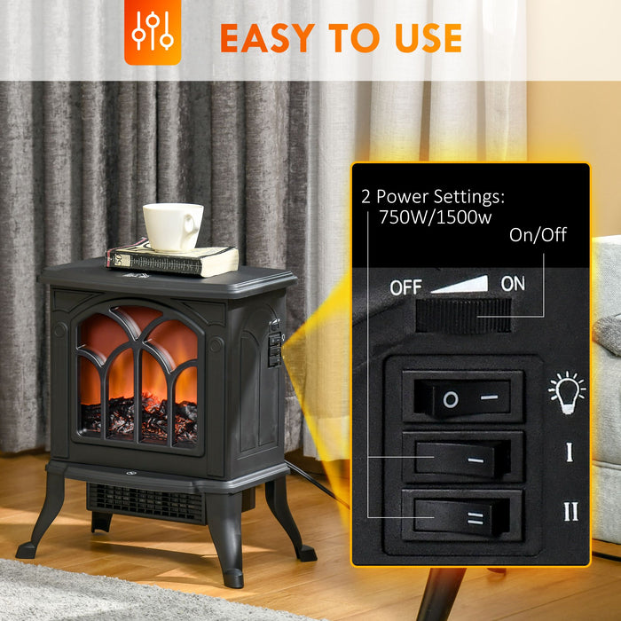 17" Black Electric Fireplace Compact Heater with Realistic Flame - Monsta Online
