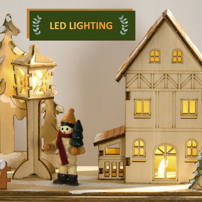 Light Up Christmas Wooden Advent Calendar Holiday Village Scene with 24 Drawers - Monsta Online