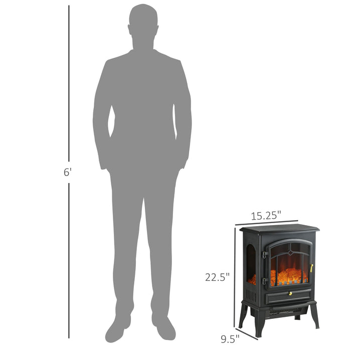 22 Inch Black Freestanding Electric Fireplace Stove with Adjustable Heat - Monsta Online
