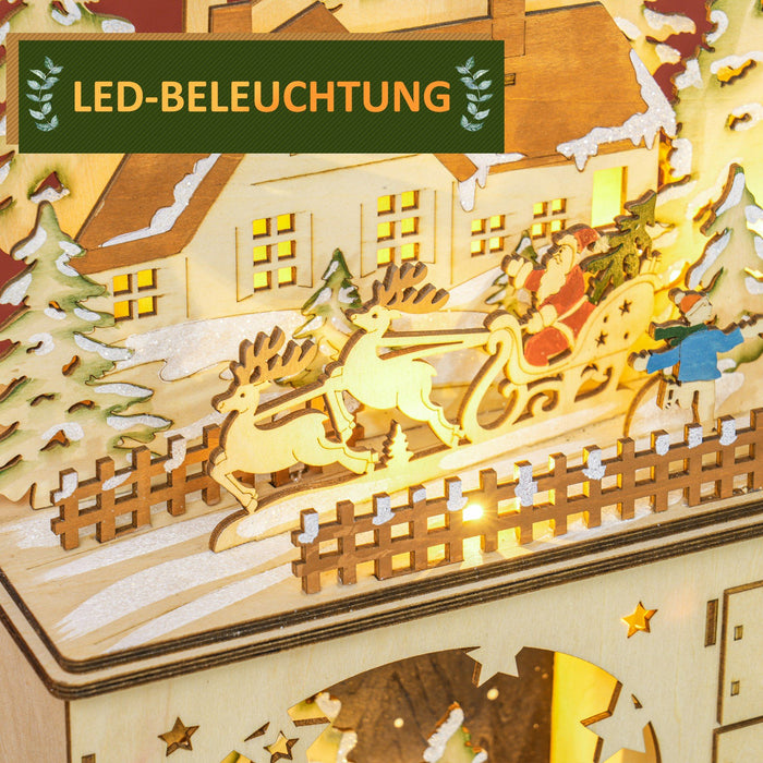 Light - Up Wooden Christmas Advent Calendar Holiday Countdown Box with 24 Drawers - Monsta Online