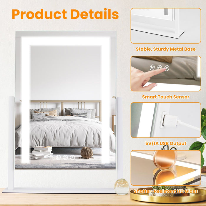 LED Makeup Vanity Mirror with Lights Dimmable Brightness and Rotation - Monsta Online