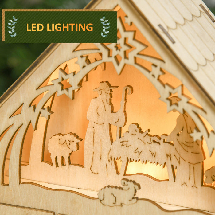 Wooden LED Christmas Advent Calendar Manger Scene with 24 Countdown Drawers - Monsta Online