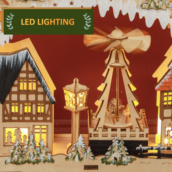 Large Wooden Christmas Advent Calendar with LED Lights and 24 Countdown Drawers - Monsta Online