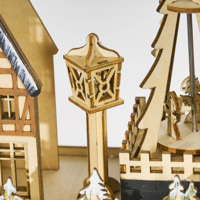 Large Wooden Christmas Advent Calendar with LED Lights and 24 Countdown Drawers - Monsta Online