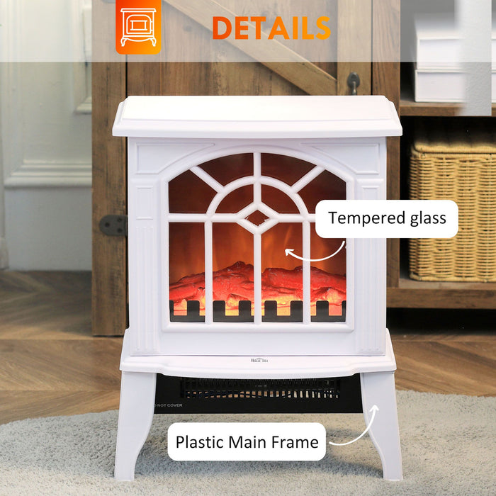 1500W Electric Fireplace Stove with Log Flame Effect White - Monsta Online
