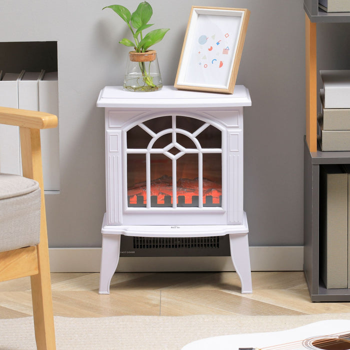 1500W Electric Fireplace Stove with Log Flame Effect White - Monsta Online