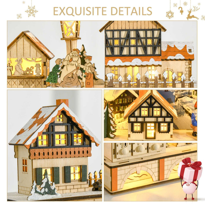 Light Up Wooden Christmas Advent Calendar Village Scene with 24 Fillable Drawers - Monsta Online