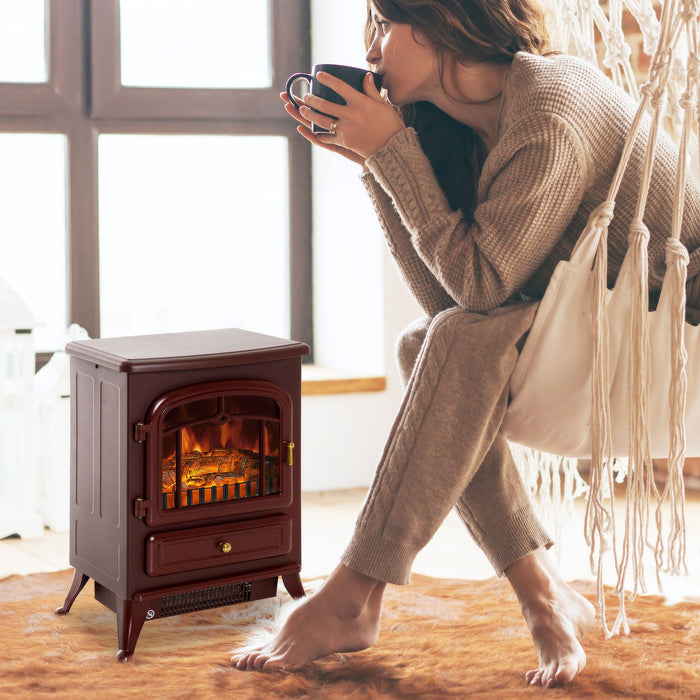 22" Red Electric Fireplace Heater Freestanding with Adjustable Heat Settings - Monsta Online