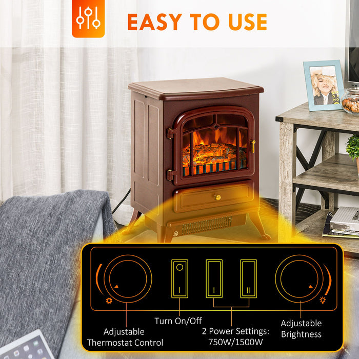 22" Red Electric Fireplace Heater Freestanding with Adjustable Heat Settings - Monsta Online