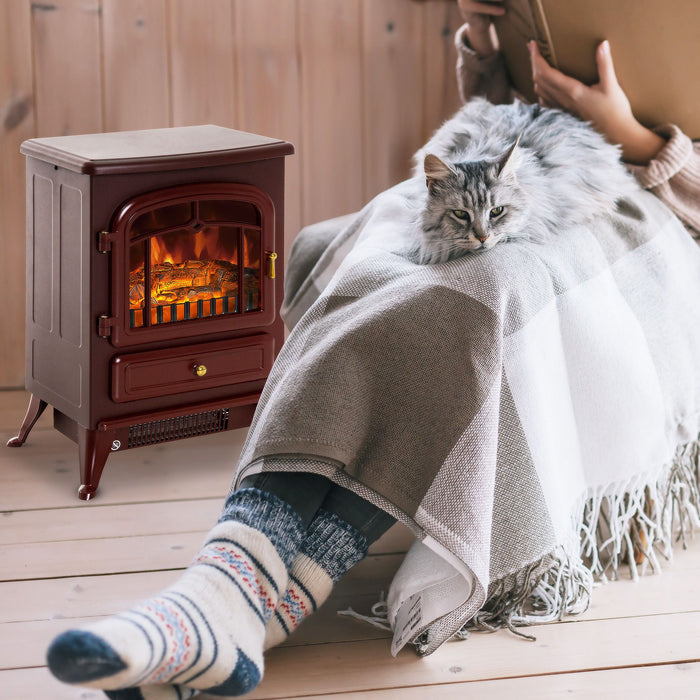 22" Red Electric Fireplace Heater Freestanding with Adjustable Heat Settings - Monsta Online