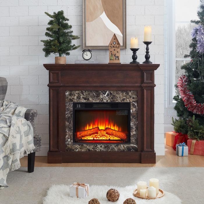 46 Inch Electric Mantel Fireplace Heater with Remote and 3 Flame Brightness Levels - Monsta Online