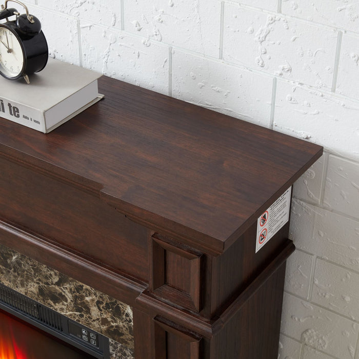 46 Inch Electric Mantel Fireplace Heater with Remote and 3 Flame Brightness Levels - Monsta Online