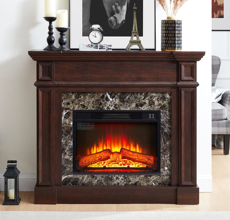 46 Inch Electric Mantel Fireplace Heater with Remote and 3 Flame Brightness Levels - Monsta Online