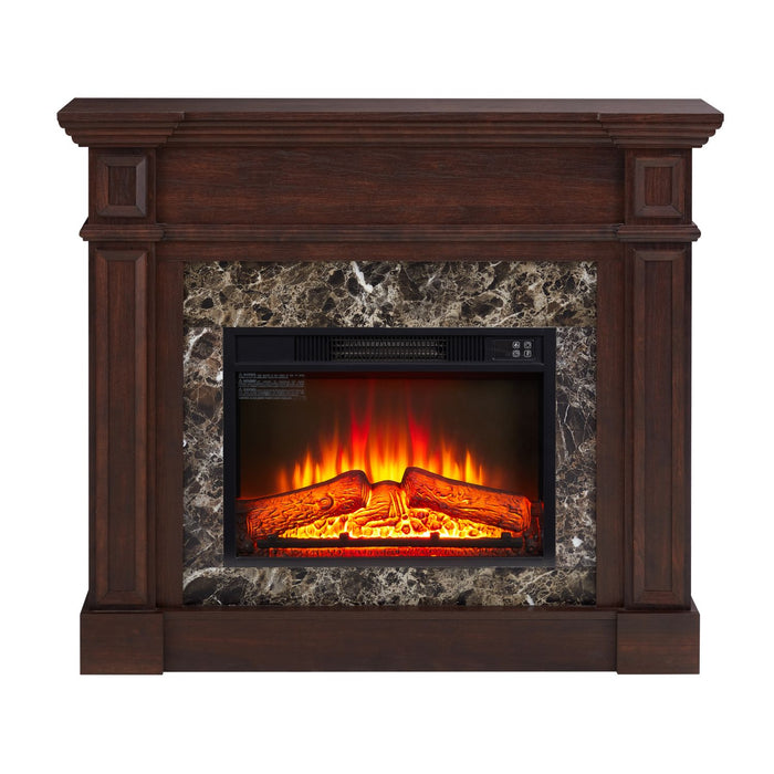 46 Inch Electric Mantel Fireplace Heater with Remote and 3 Flame Brightness Levels - Monsta Online