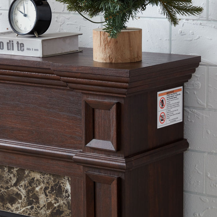 46 Inch Electric Mantel Fireplace Heater with Remote and 3 Flame Brightness Levels - Monsta Online