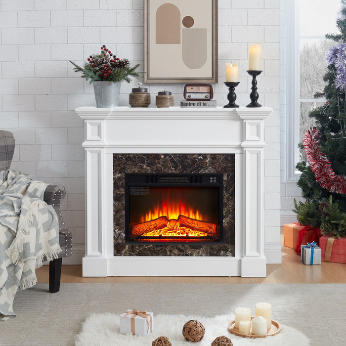 46 Inch White Electric Fireplace with Mantel and Remote Control - Monsta Online