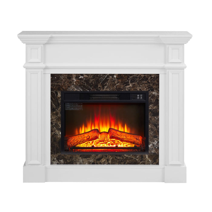 46 Inch White Electric Fireplace with Mantel and Remote Control - Monsta Online