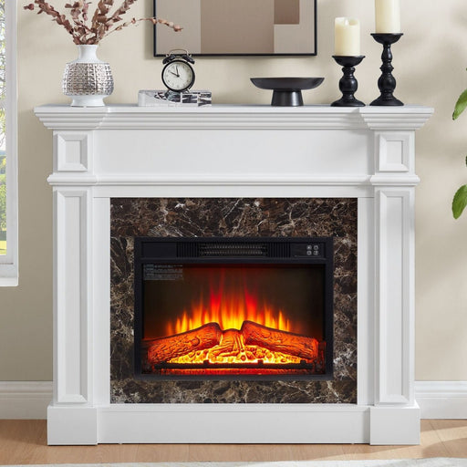 46 Inch White Electric Fireplace with Mantel and Remote Control - Monsta Online