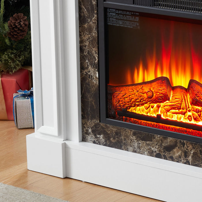 46 Inch White Electric Fireplace with Mantel and Remote Control - Monsta Online