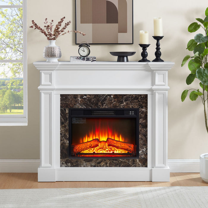 46 Inch White Electric Fireplace with Mantel and Remote Control - Monsta Online