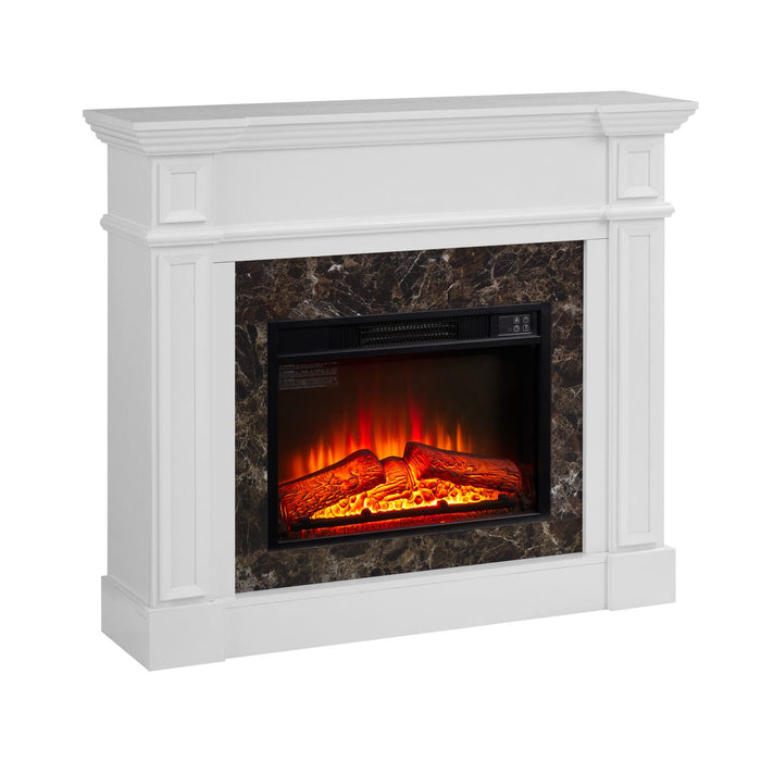 46 Inch White Electric Fireplace with Mantel and Remote Control - Monsta Online