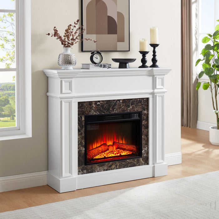 46 Inch White Electric Fireplace with Mantel and Remote Control - Monsta Online