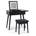 Black Vanity Desk with Flip - Up Lighted Mirror, Charging Station and Cushioned Stool - Monsta Online