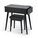 Black Vanity Desk with Flip - Up Lighted Mirror, Charging Station and Cushioned Stool - Monsta Online