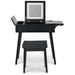 Black Vanity Desk with Flip - Up Lighted Mirror, Charging Station and Cushioned Stool - Monsta Online