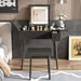 Black Vanity Desk with Flip - Up Lighted Mirror, Charging Station and Cushioned Stool - Monsta Online