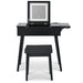 Black Vanity Desk with Flip - Up Lighted Mirror, Charging Station and Cushioned Stool - Monsta Online
