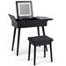 Black Vanity Desk with Flip - Up Lighted Mirror, Charging Station and Cushioned Stool - Monsta Online