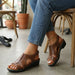Women's Leather Wedge Sandals – Cushioned Insole, Adjustable Straps & Arch Support - Monsta Online