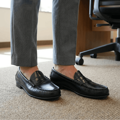 Women's Retro PU Leather Loafers – Low Heel Slip - On Comfort Shoes - Monsta Online