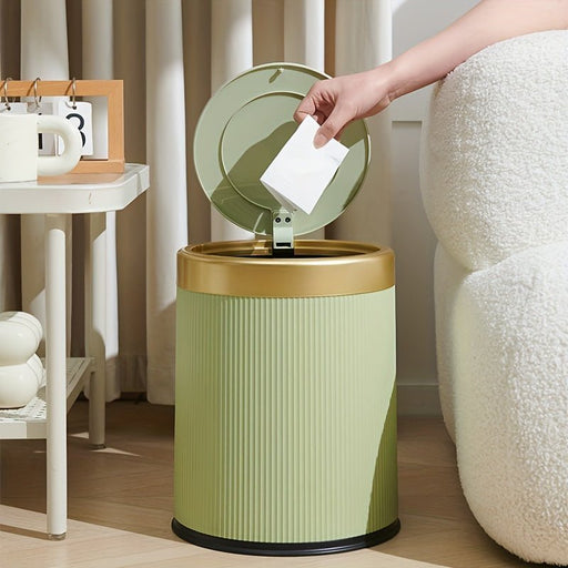 Oval Press - Top Trash Can – Luxury Gold - Accent Waste Bin with Dual Inner Buckets & Odour Seal - Monsta Online
