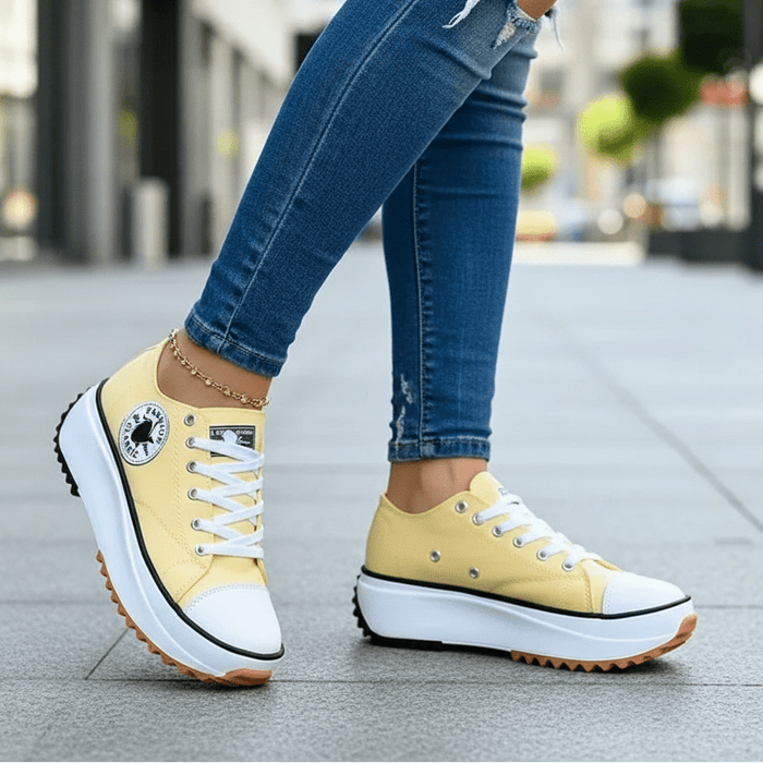 Women's Canvas Sneakers – Casual Lace - Up Flats for Effortless Everyday Elegance - Monsta Online