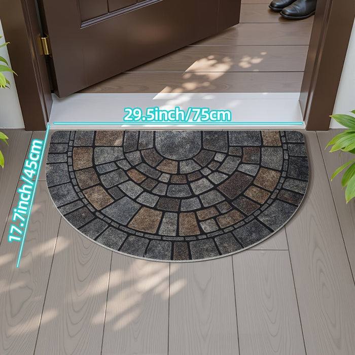 Half - Circle Mosaic Door Mat – Non - Slip Indoor & Outdoor Entryway Mat with Cobblestone Design - Monsta Online