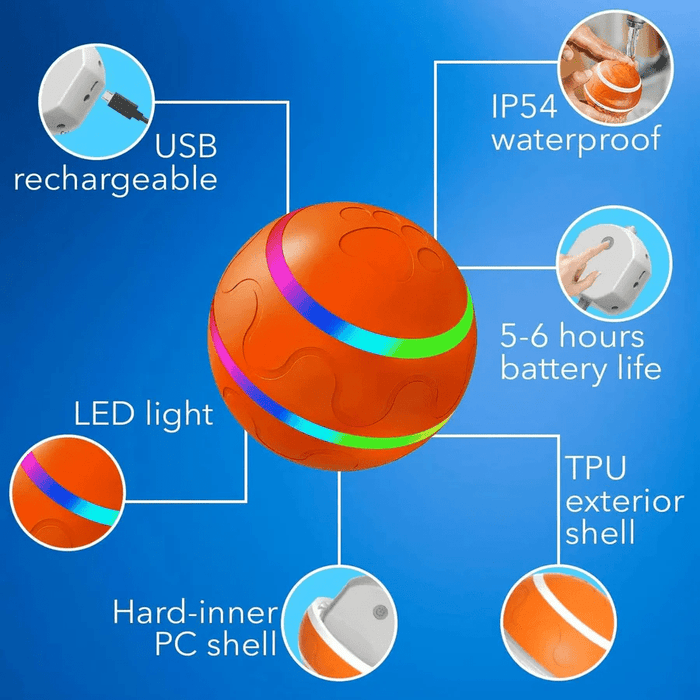 Interactive Dog & Cat Ball Toy – Remote Control, LED Lights, Auto - Rolling & Waterproof - Monsta Online