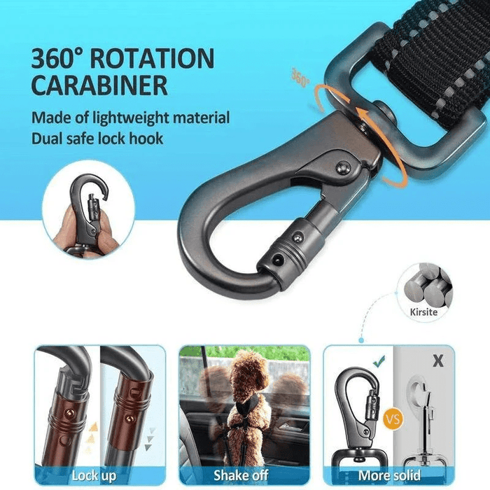 Dog Car Seat Safety Belt – Adjustable, Elastic Bungee Buffer & Heavy - Duty Stainless Steel - Monsta Online