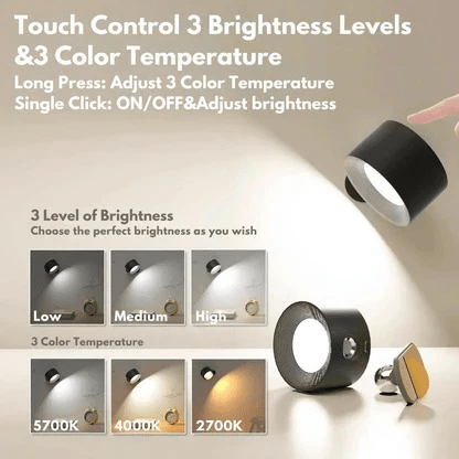 Rechargeable Wall Light – 360° Rotation, Touch Control & Wireless LED Lamp - Monsta Online