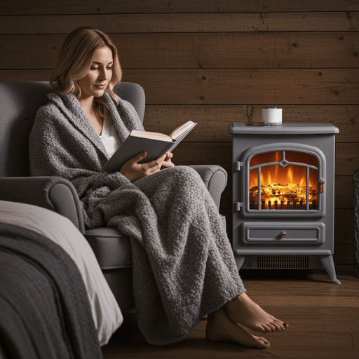 22 Inch Gray Electric Fireplace Stove Heater with Realistic Flame Effect - Monsta Online