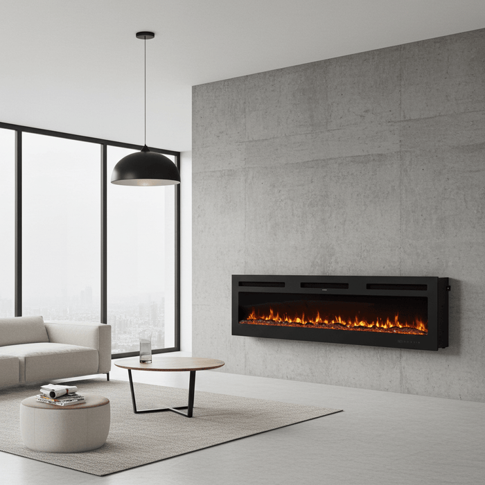 72 inch Modern Electric Fireplace Insert for Wall or Recessed Use with Remote - Monsta Online