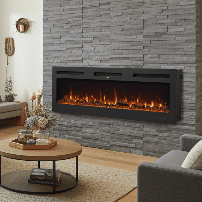 72 inch Modern Electric Fireplace Insert for Wall or Recessed Use with Remote - Monsta Online