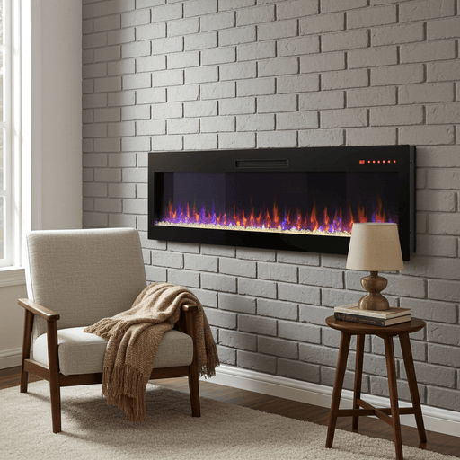 60 Inch Electric Fireplace Heater Wall Mounted and Recessed with Remote Control - Monsta Online