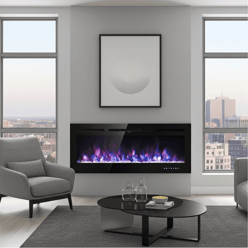 50 Inch Electric Fireplace Insert Wall Mounted with Adjustable Brightness and Remote - Monsta Online
