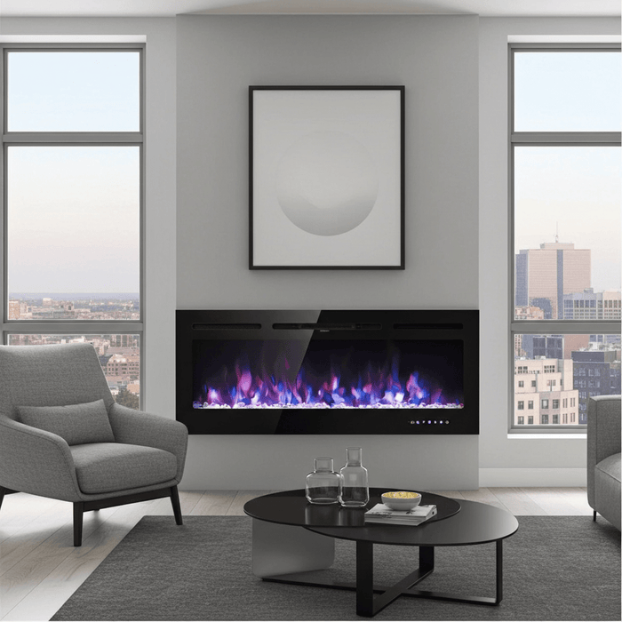 50 Inch Electric Fireplace Insert Wall Mounted with Adjustable Brightness and Remote - Monsta Online