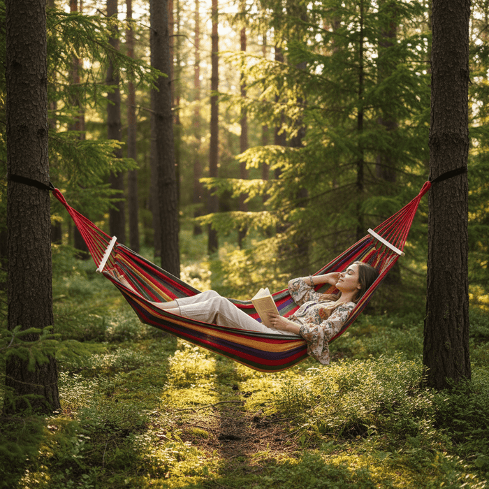 Luxury Canvas Double Hammock – Anti - Roll Design with Curved Wooden Spreader Bars & Carry Bag - Monsta Online